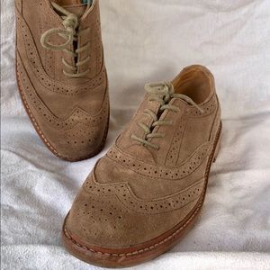 Fossil Suede Nubuck Wingtip Shoes Nude Loafers 8